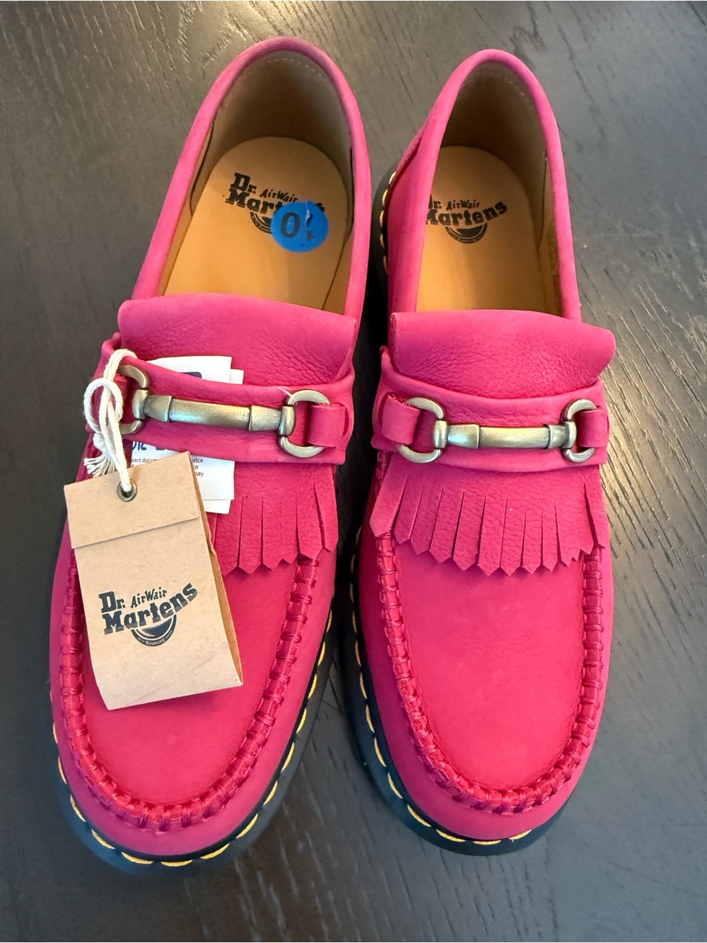 Dr. Martens Adrian Snaffle Women Sz 10 Nubuck Fuschia Suede Tassel Loafers NWT